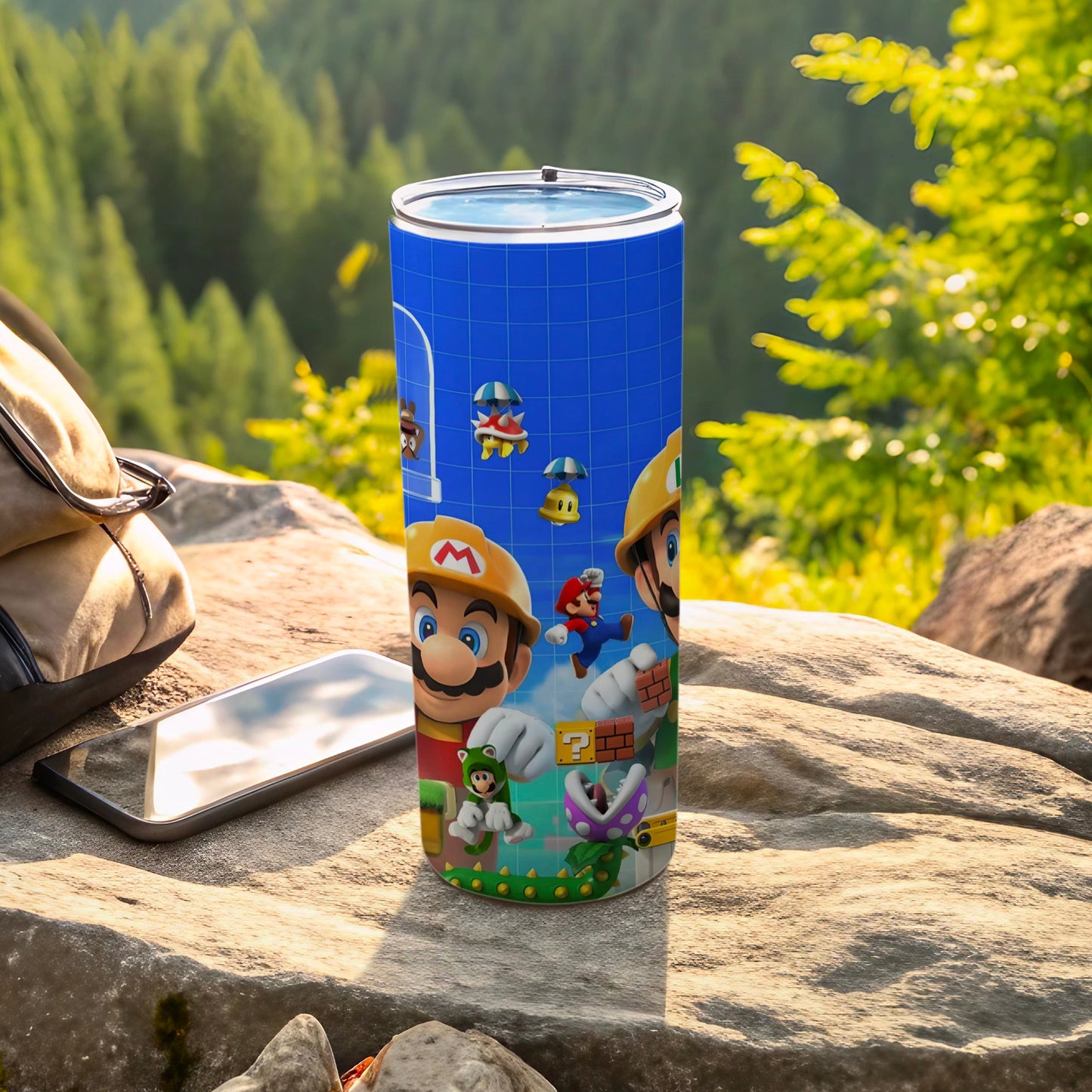 Colorful Super Mario Design Travel Tumbler for Gamers