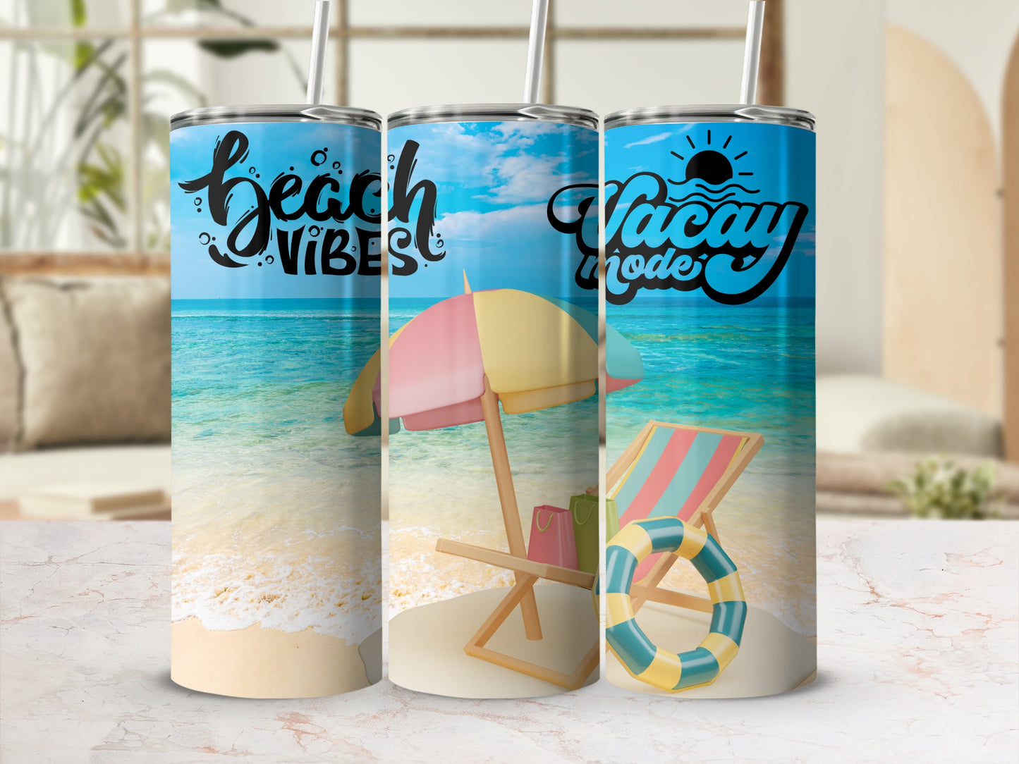 Beach Vibes Vacay Mode Design Tumbler