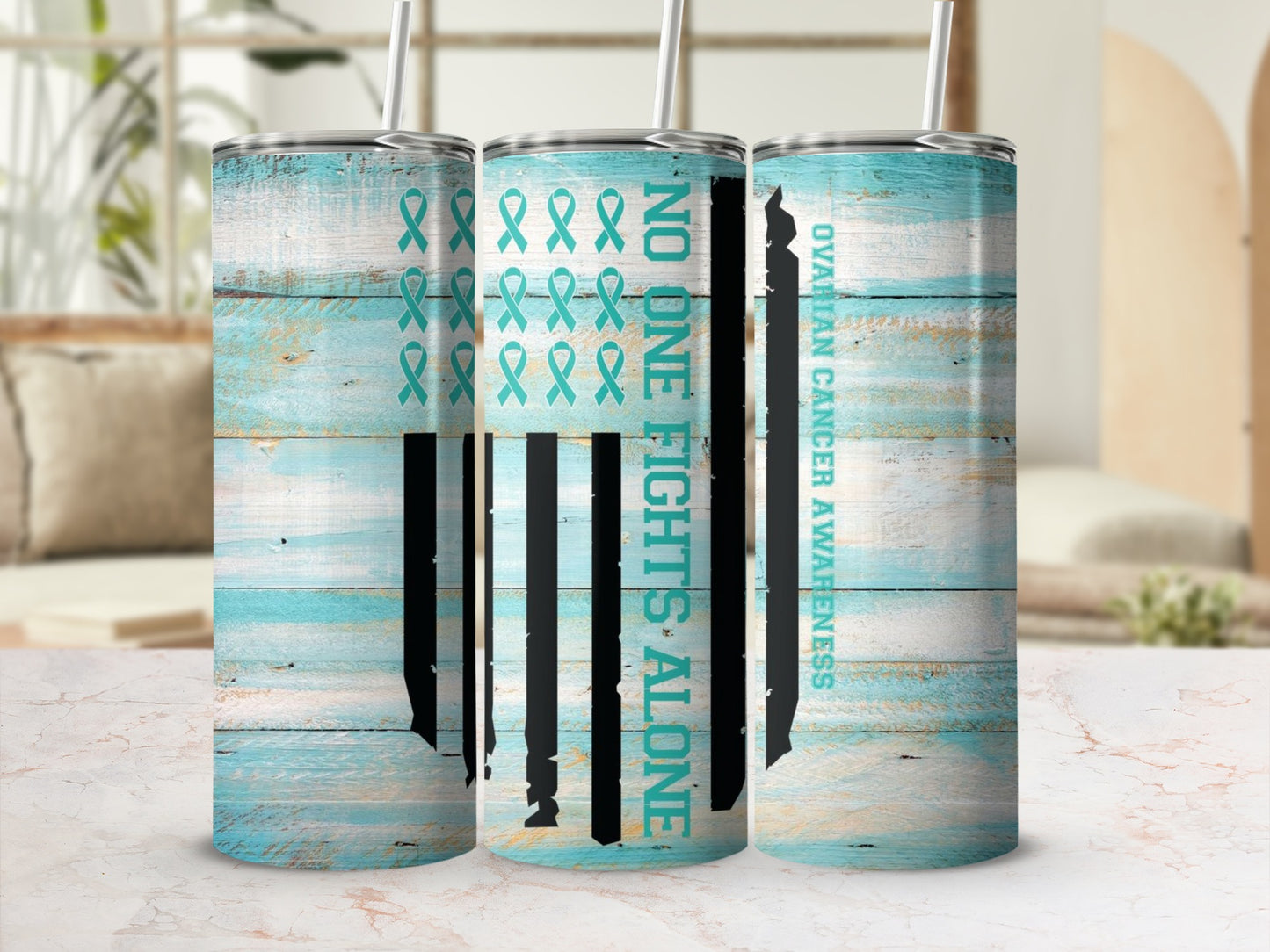 Ovarian Cancer Awareness No One Fights Alone tumbler