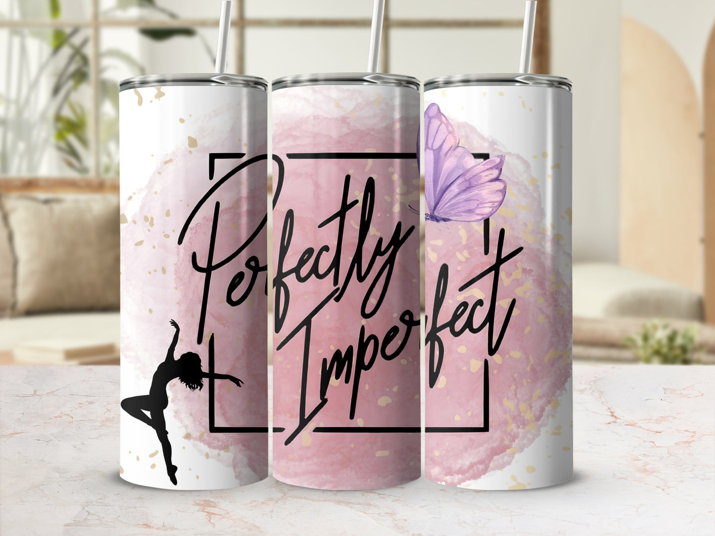 Perfectly Imperfect Tumbler with Butterfly and Dancer