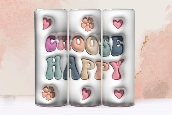 3D Puff Choose Happy White and Colorful
