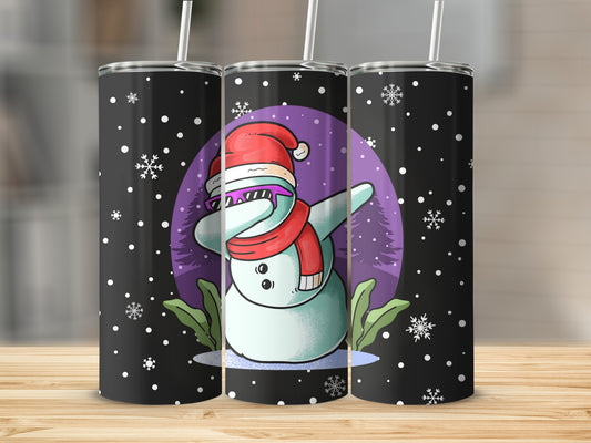 Cute Dabbing Snowman with Santa Hat Tumbler Product