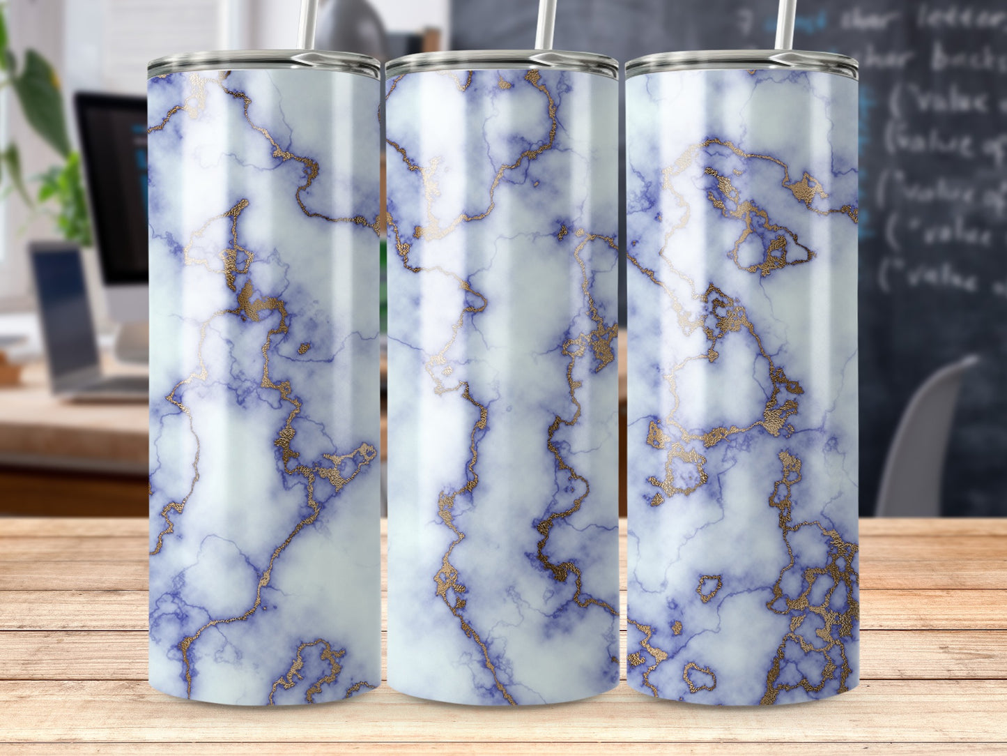 Blue Gold Marble Design Pattern Tumbler product type