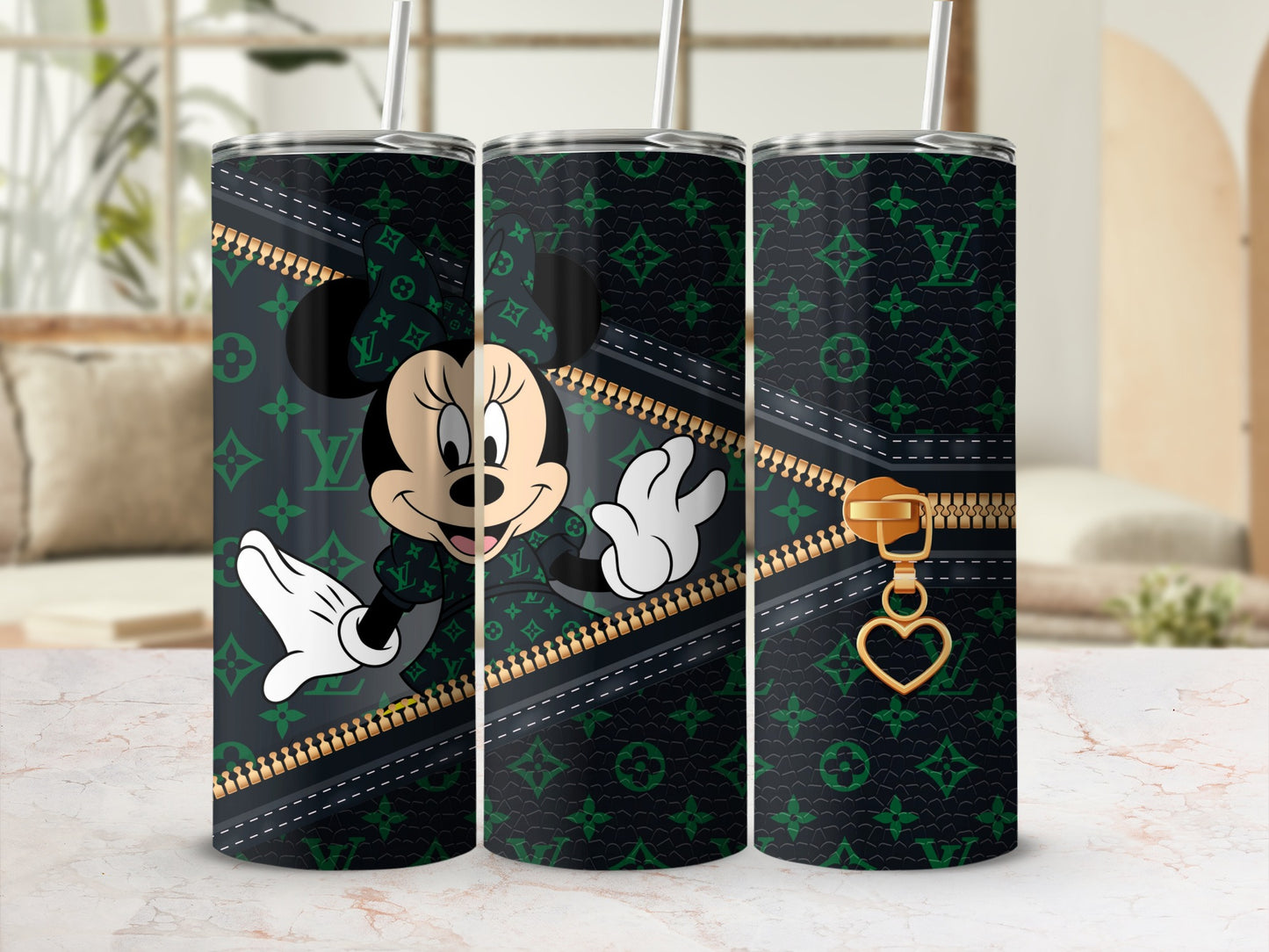 Trendy Mickey Mouse Zipper Design Tumbler Cup Accessory