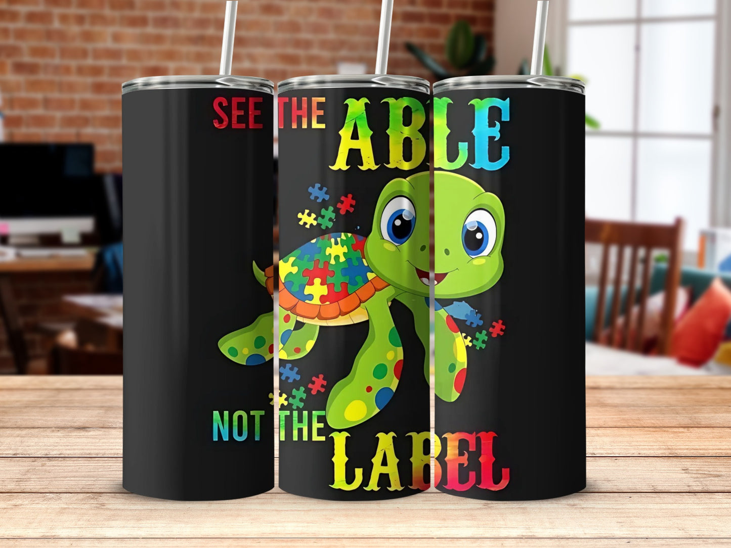 See the Able Not the Label Turtle Tumbler