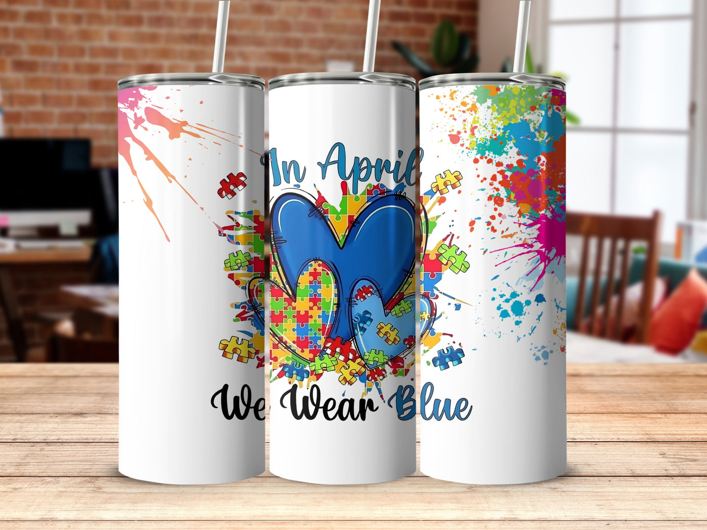 In April We Wear Blue Colorful Tumblers