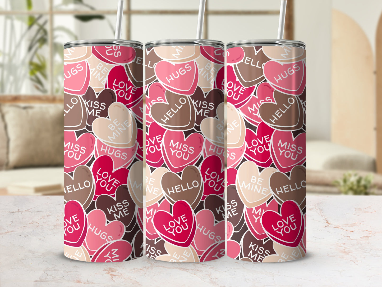 Valentine's Day Love Hearts Tumbler Cup for Gifting