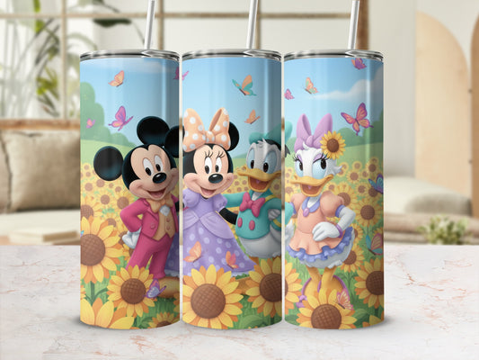 Colorful Cartoon Character Sunflower Design Tumbler