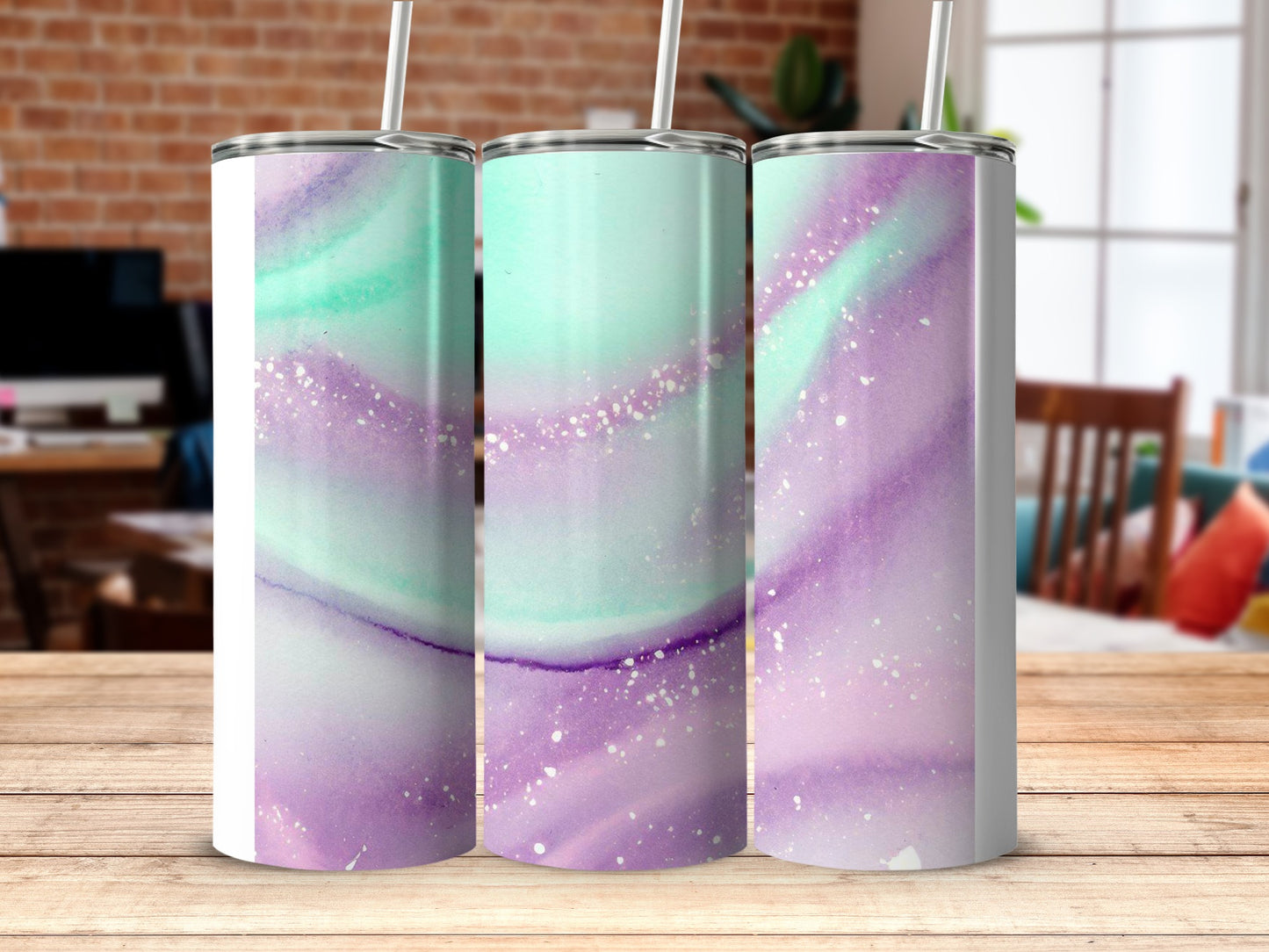 Stunning Tumbler with Purple and Green Gradient Design
