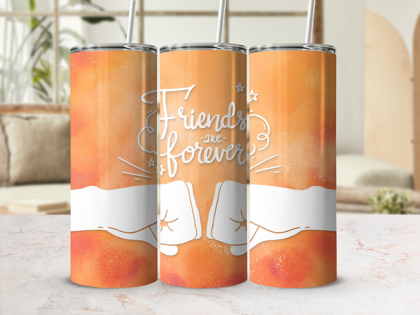 Friends Are Forever Bumping Fists Design Tumbler