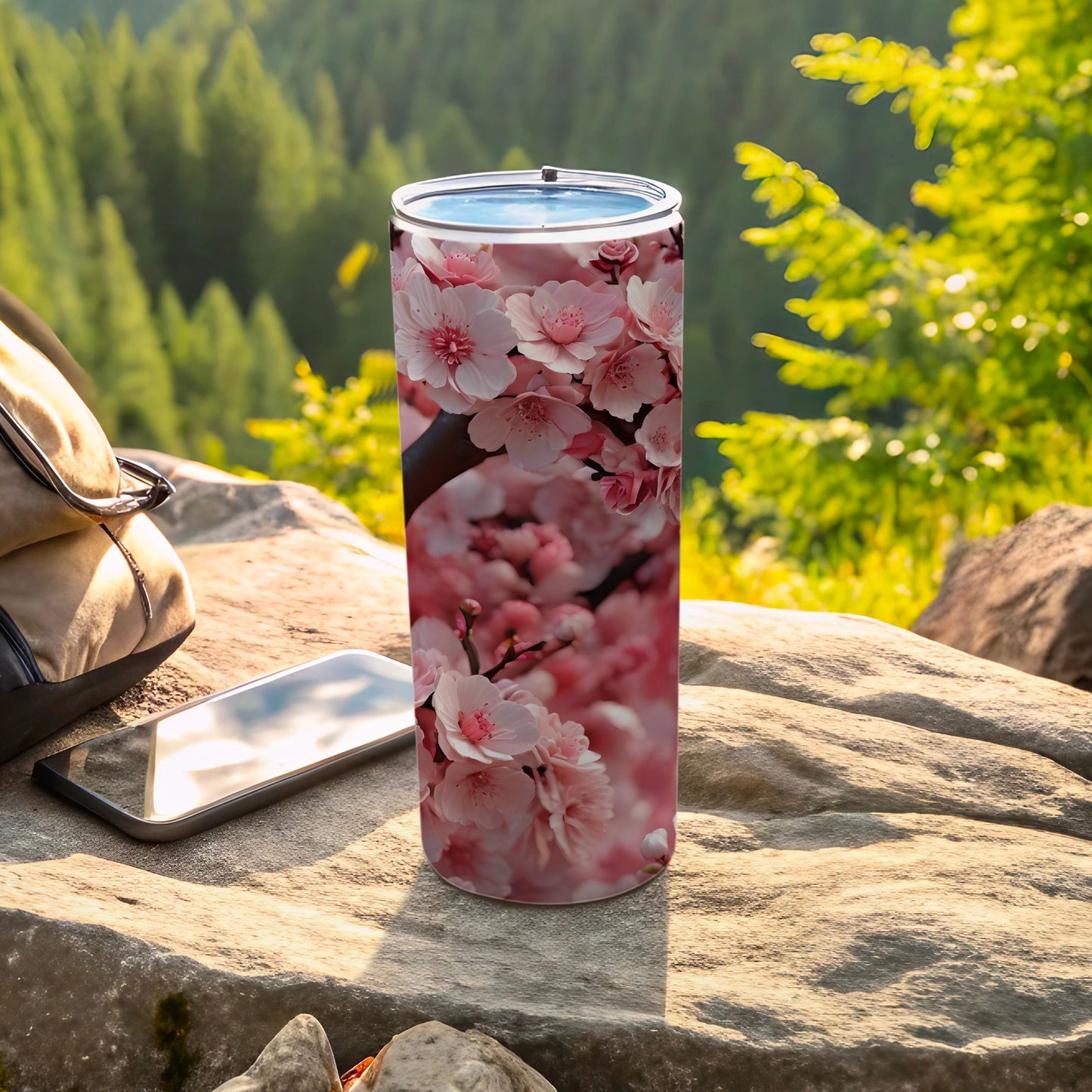 Pink Cherry Blossom Floral Design Tumbler product type