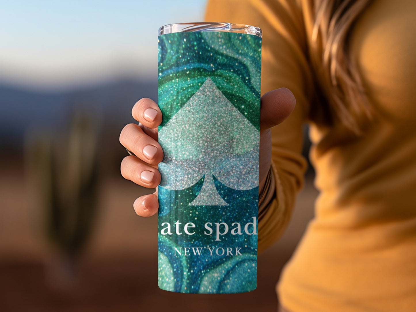 Inspired By Fabulous Kate Spade New York Spade Glitter Green and Blue Tumblers