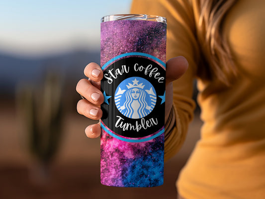Star Coffee Tumbler with Vibrant Galaxy Design
