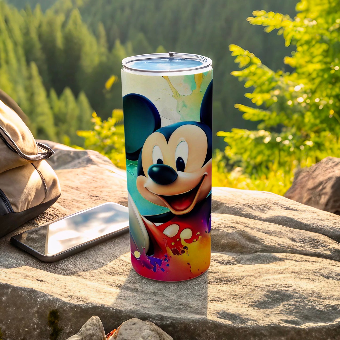 Mickey Mouse Colorful Art Travel Tumbler Flask