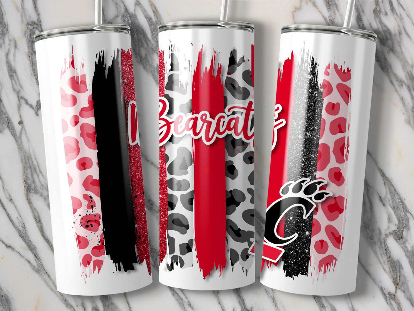 Bearcats Logo and Brush Strokes Tumblers