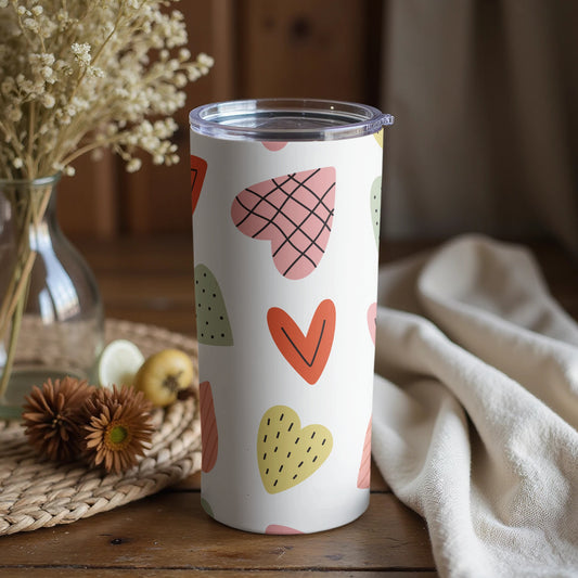 Colorful Heart Patterned Insulated Tumbler for Drinks