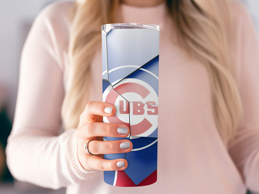 Chicago Cubs Logo Fractured Design Unique Pattern Tumblers
