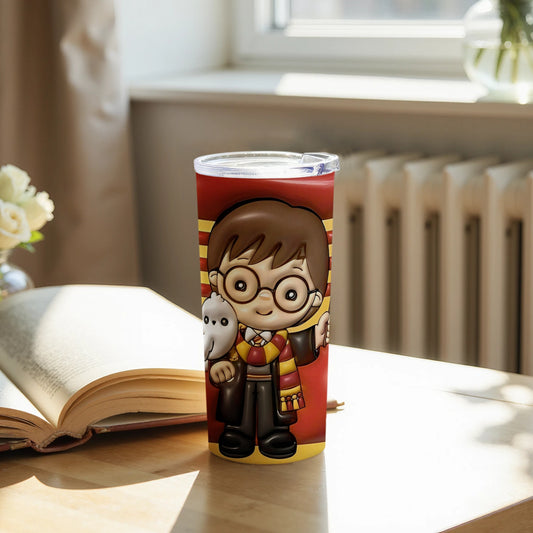 Cute Wizard Character Travel Mug With Owl Design