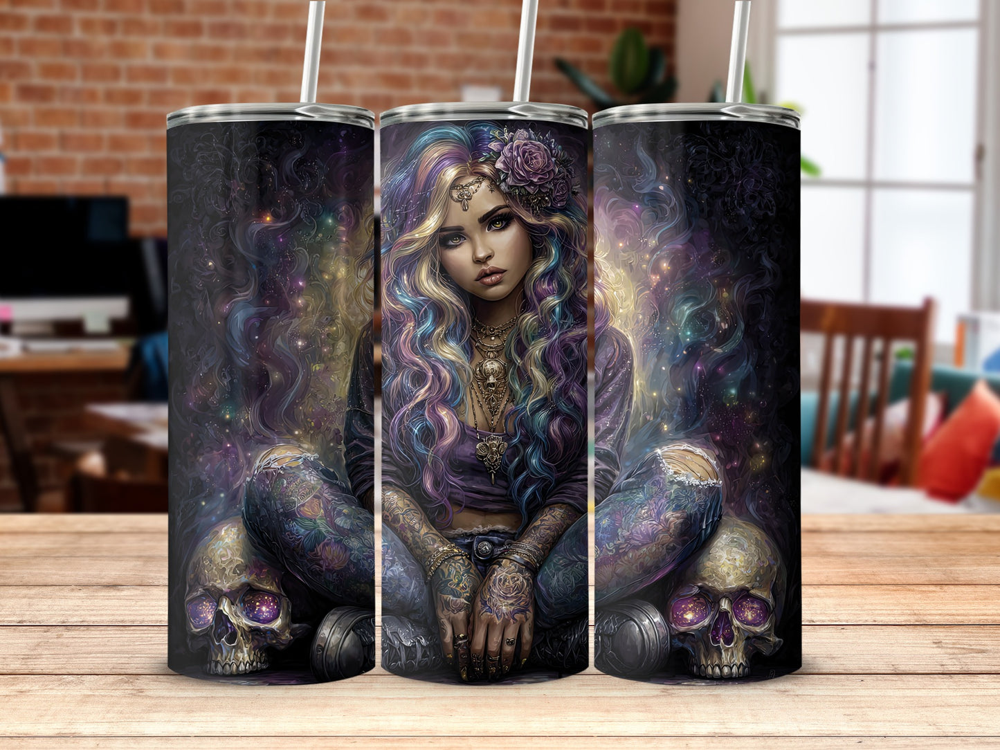 Enchanting Skull and Girl Design Tumbler product