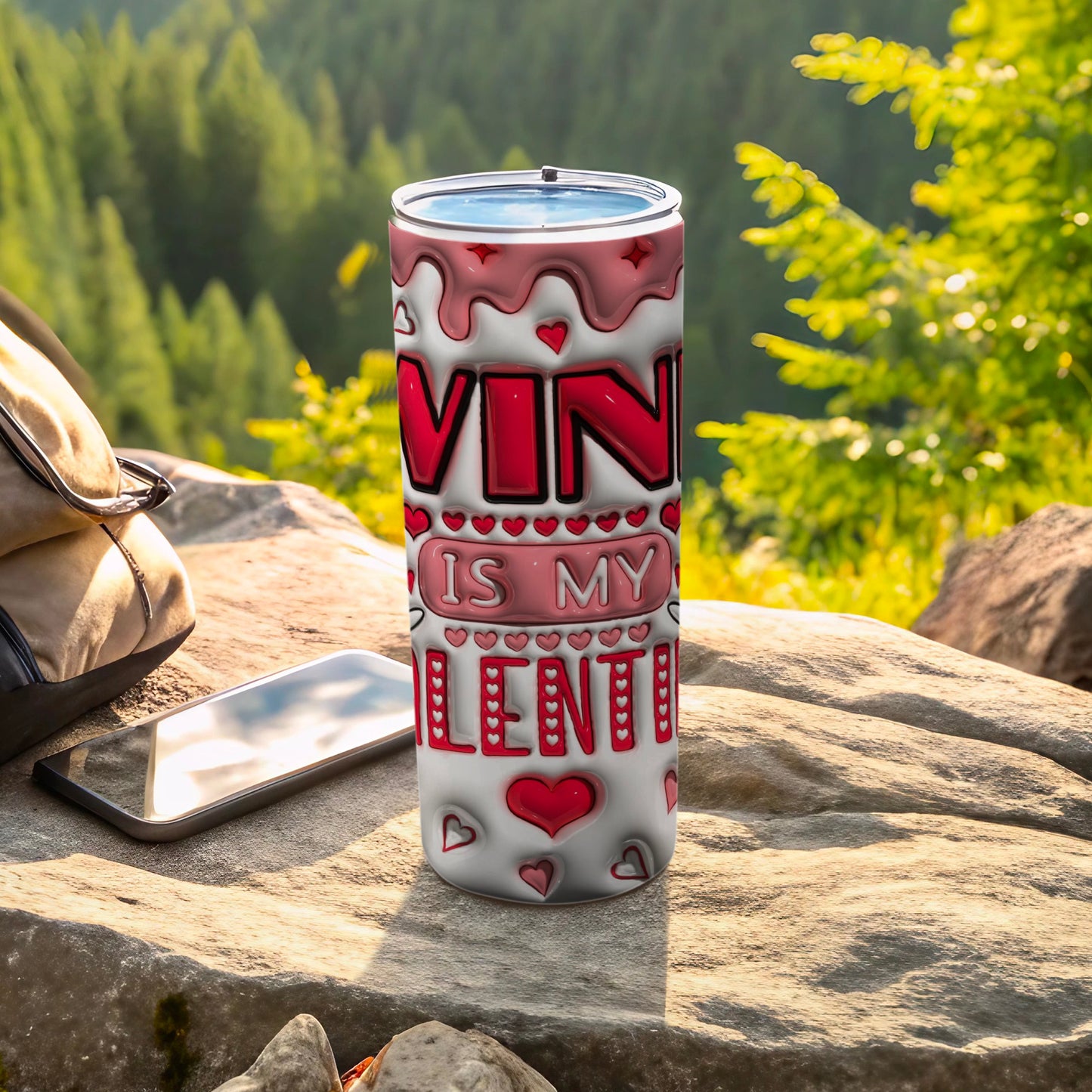 Vin Is My Valentine Red White Hearts Tumbler product type