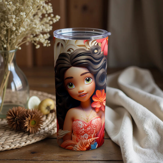 Stylish Floral Cartoon Character Tumbler Cup for Coffee