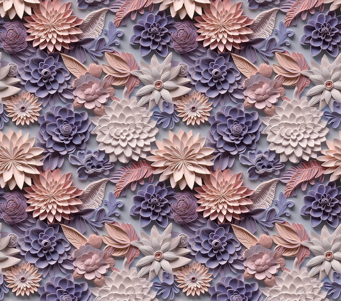 Periwinkle, pink, and off white 3D flower tumbler