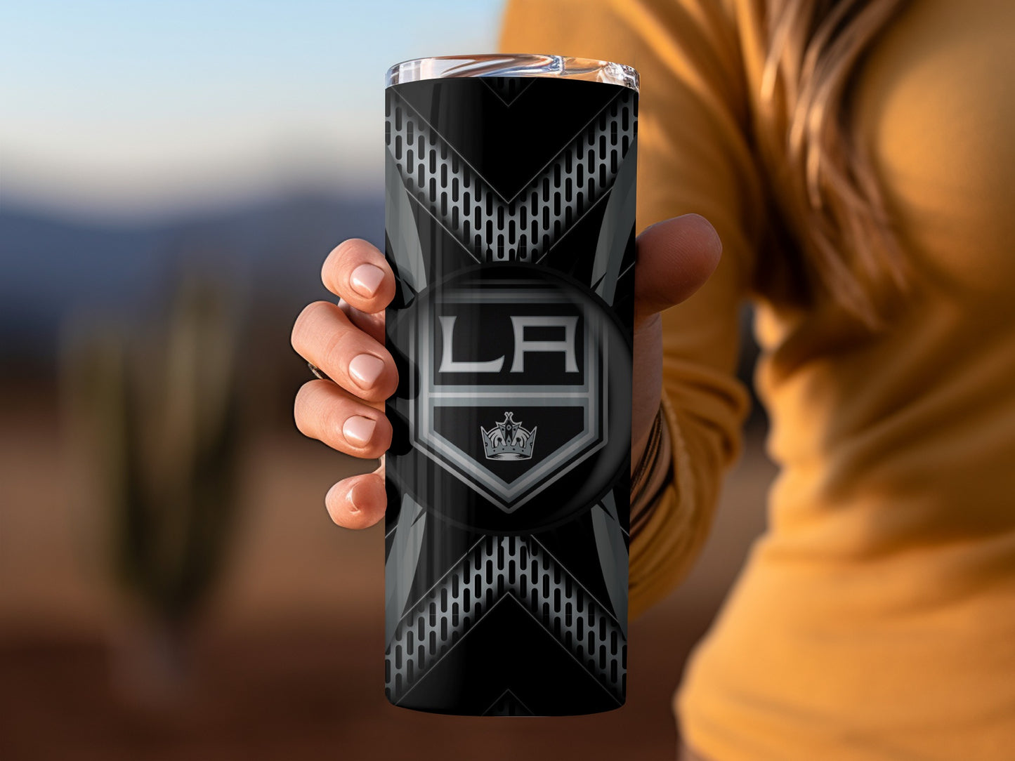Los Angeles Kings Emblem on Silver Metal Tumblers