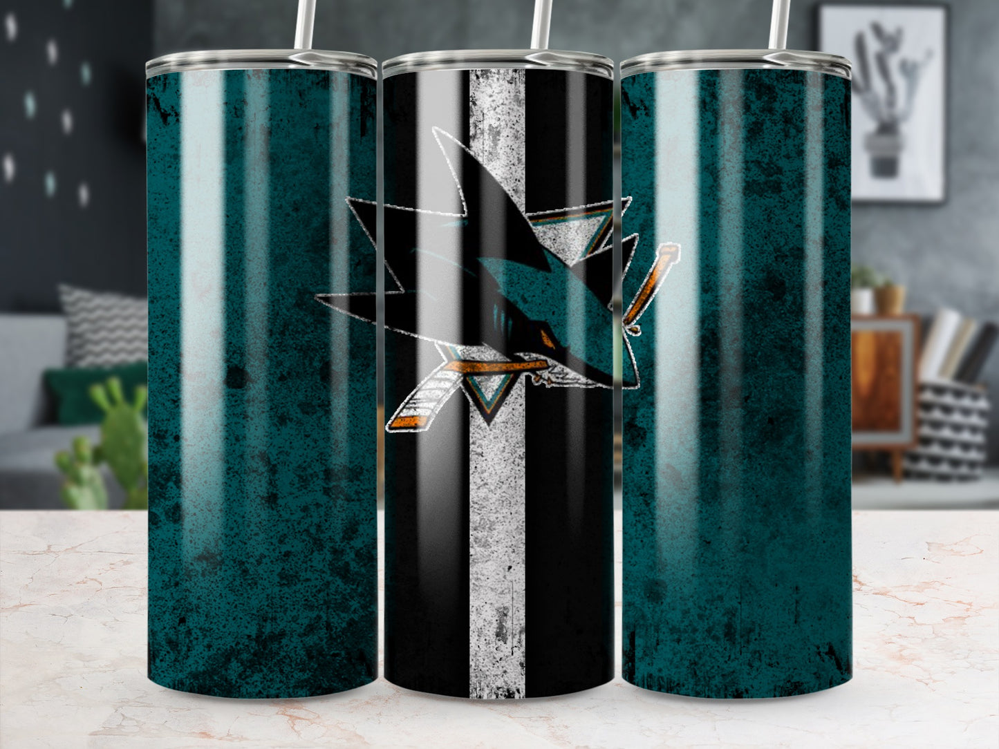 Shark Logo Theme Design Slim Tumbler Cup