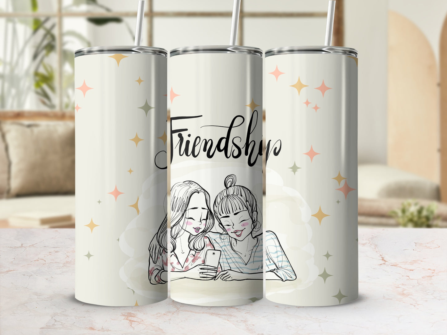 Friendship Illustration Insulated Tumbler Cup Product