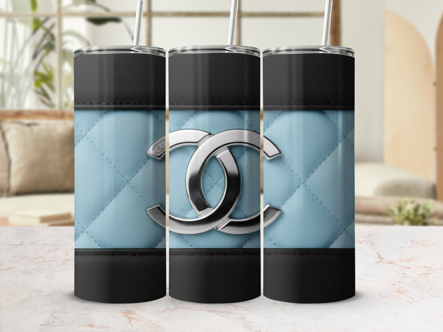 Elegant CC Logo With Diamond Stitch Pattern Tumblers