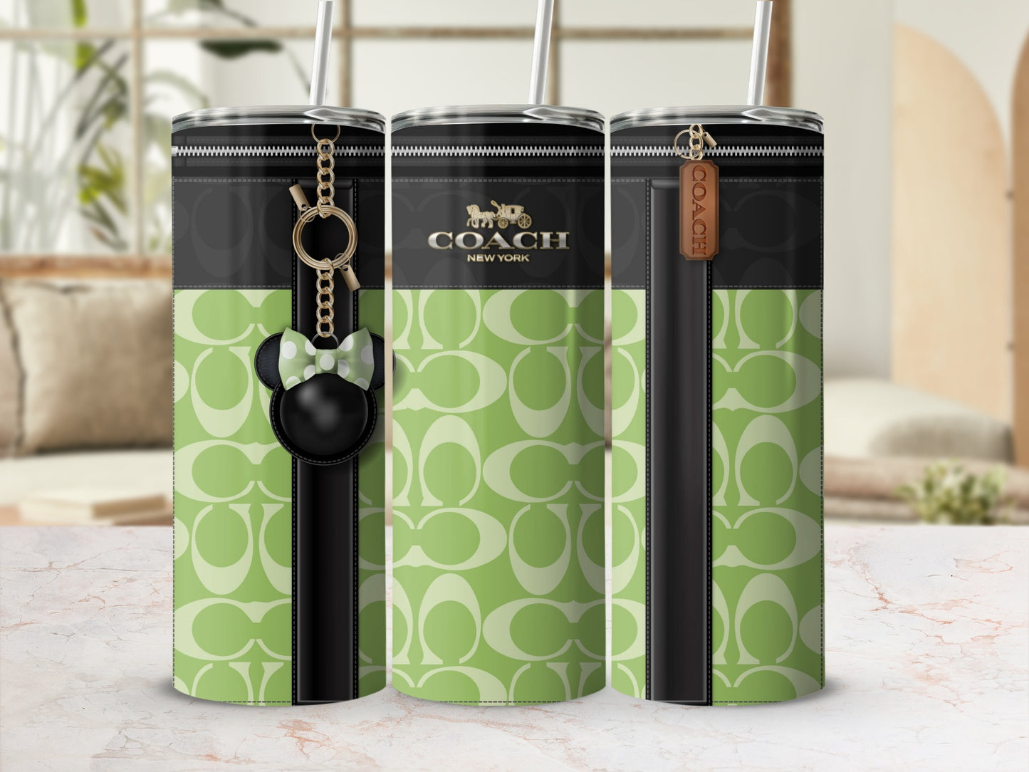 Stylish Green and Black Designer Patterned Tumbler