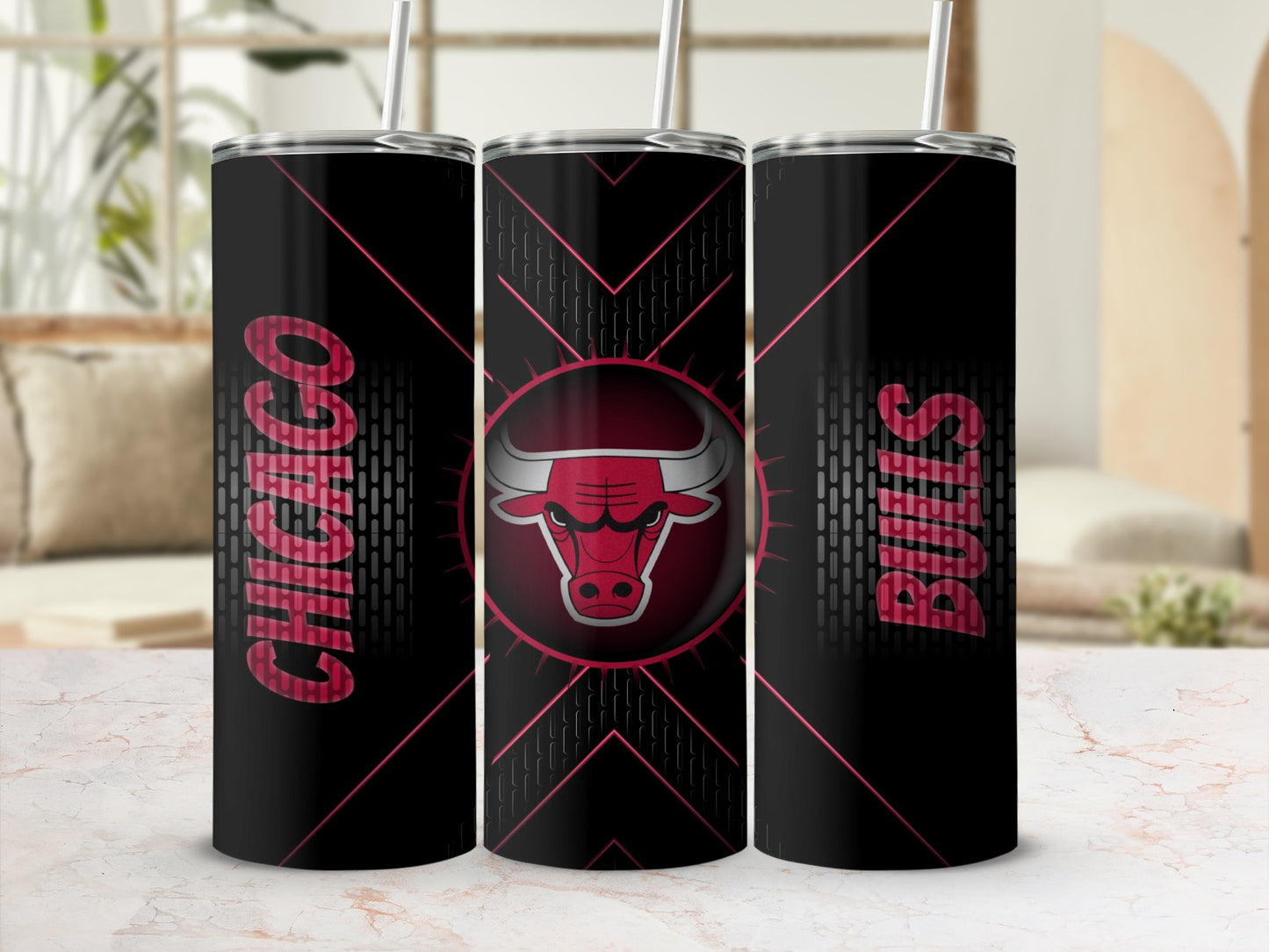 Chicago Bulls Logo and Team Name Design Graphic Tumblers