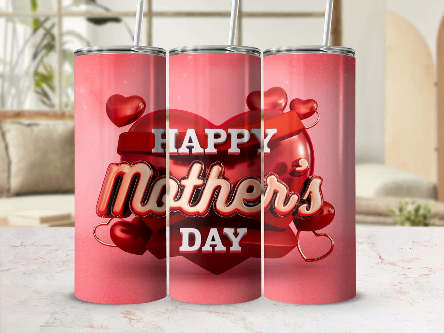 Happy Mother's Day Heart Design Tumbler