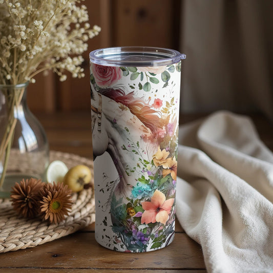 Floral and Unicorn Themed Tumbler Product