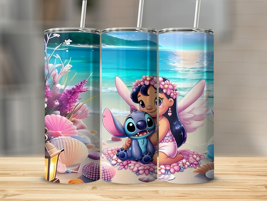 Cute Cartoon Angel and Alien Design Tumbler