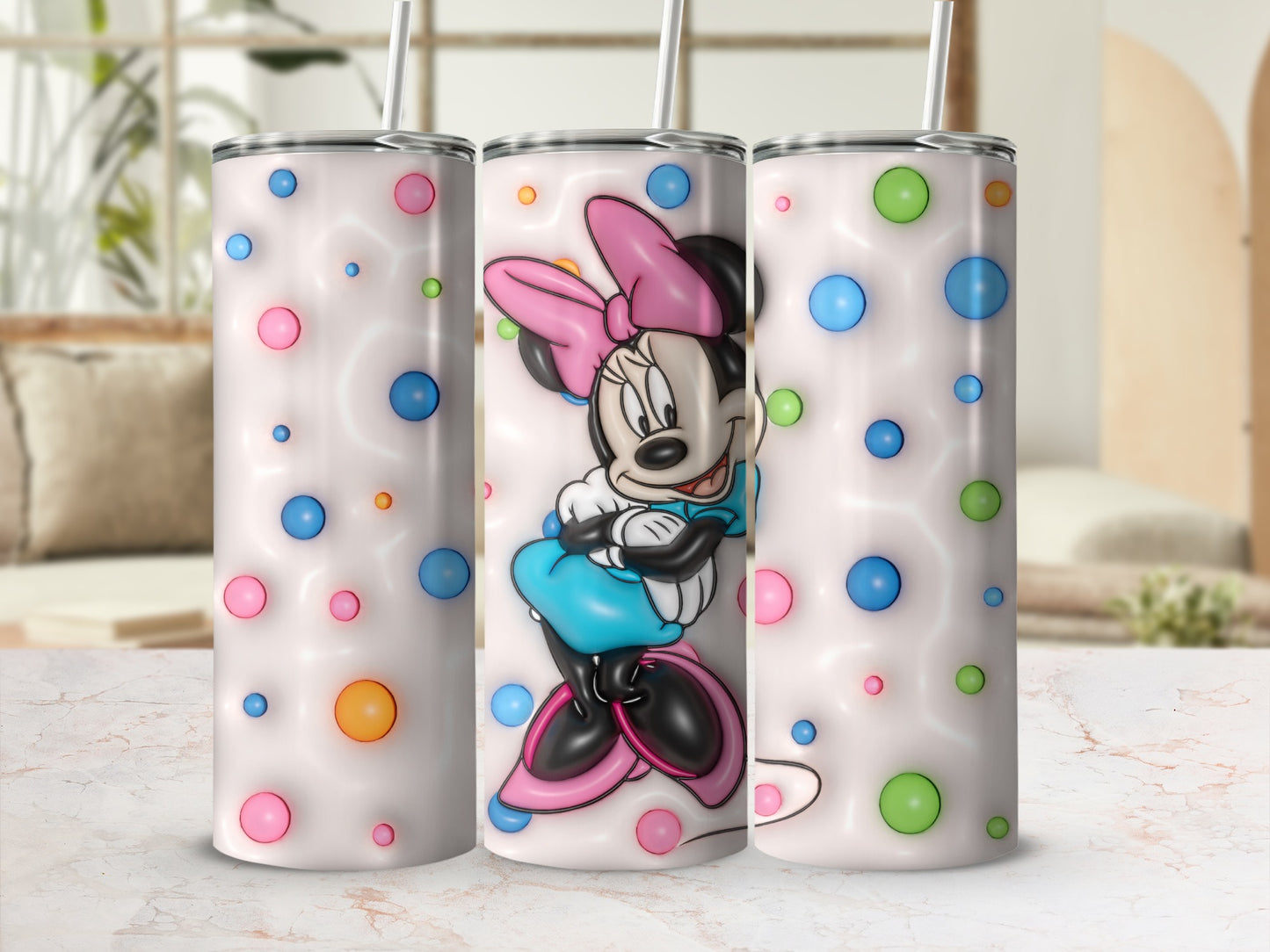 Cute Minnie Mouse Polka Dot Tumbler for Kids