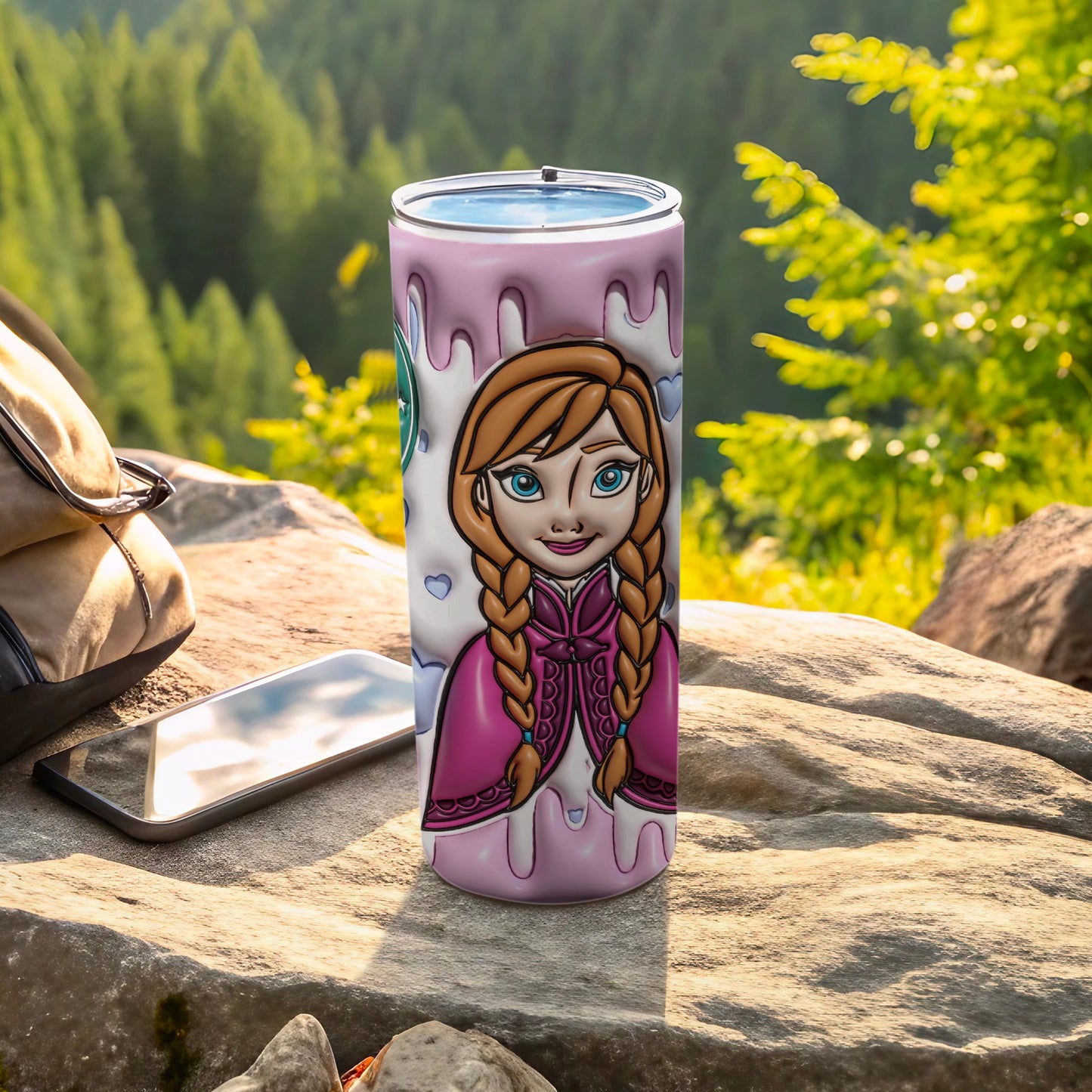 Cartoon Character Tumbler with Dripping Design