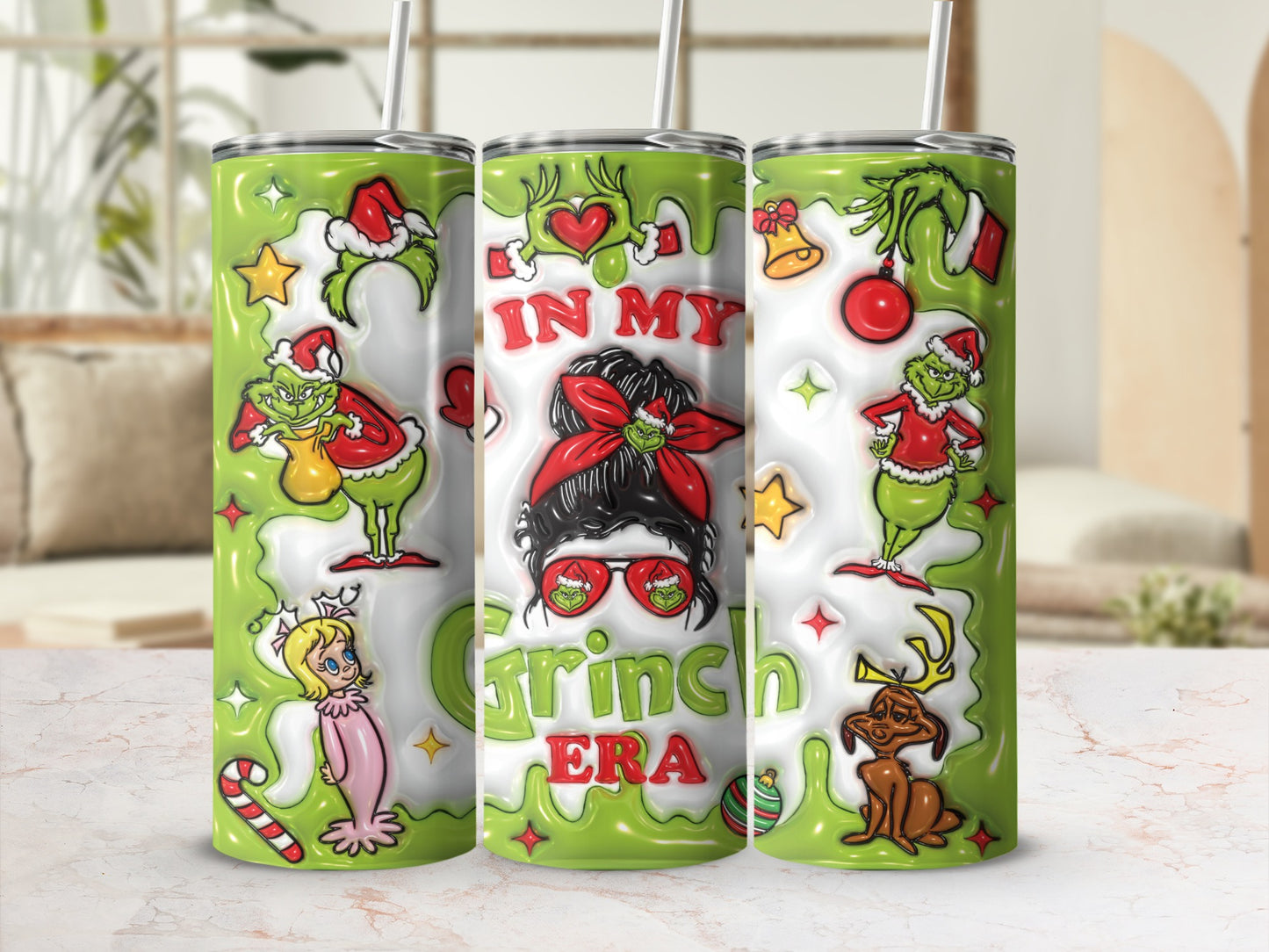 In My Grinch Era Fun Christmas Character Tumbler
