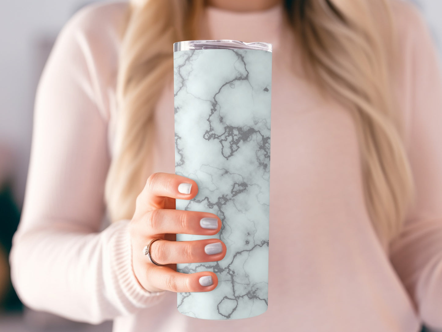 Gray Veins on White Surface Designer Style Tumblers