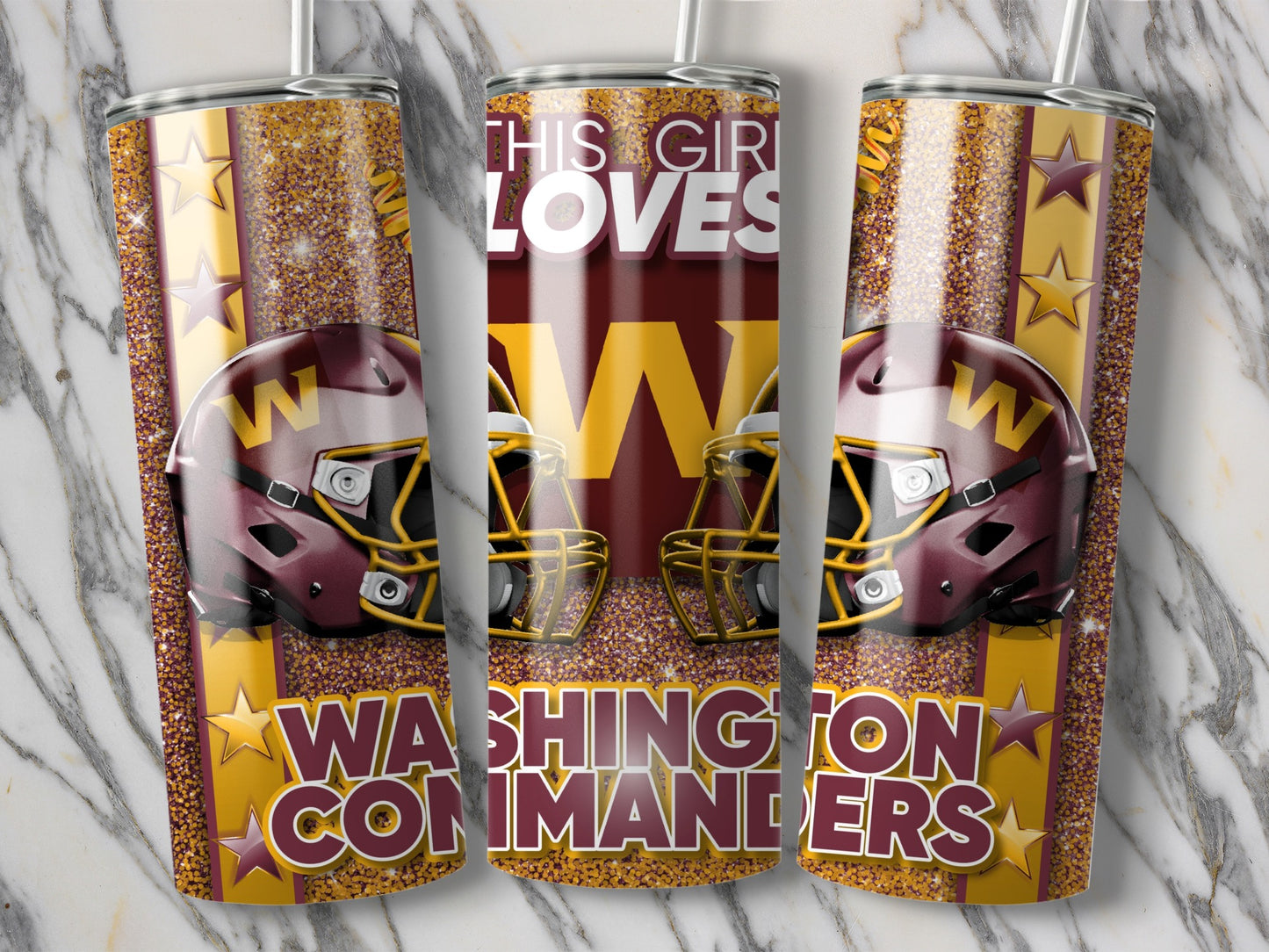 This Girl Loves Washington Commanders Gold Stars Tumblers