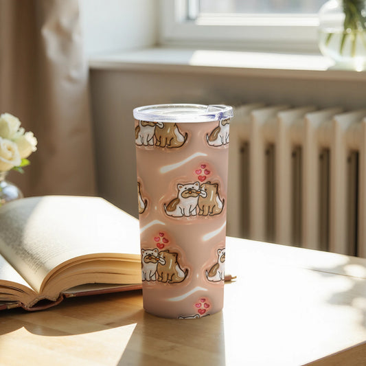 Cute Cats and Hearts Patterned Tumbler for Coffee