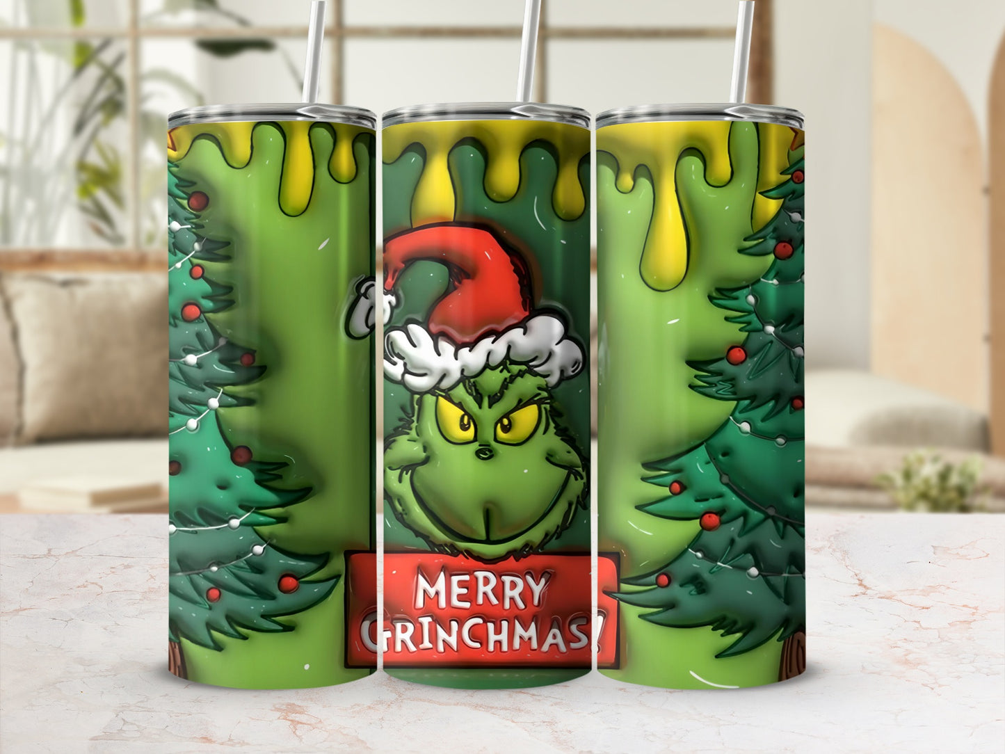 Merry Grinchmas Christmas Tree Tumbler Gift