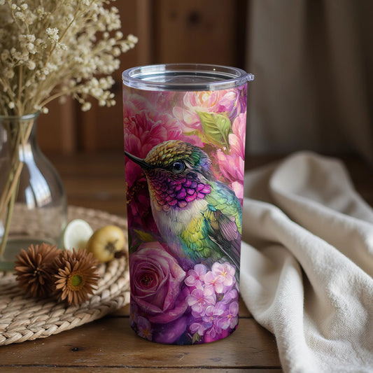 Beautiful Colorful Hummingbird Floral Tumbler Drinkware