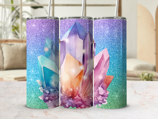 Colorful Crystal and Glitter Design Tumbler Product
