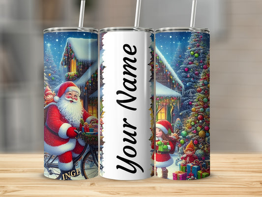 Personalized Christmas Santa Scene Tumbler Cup