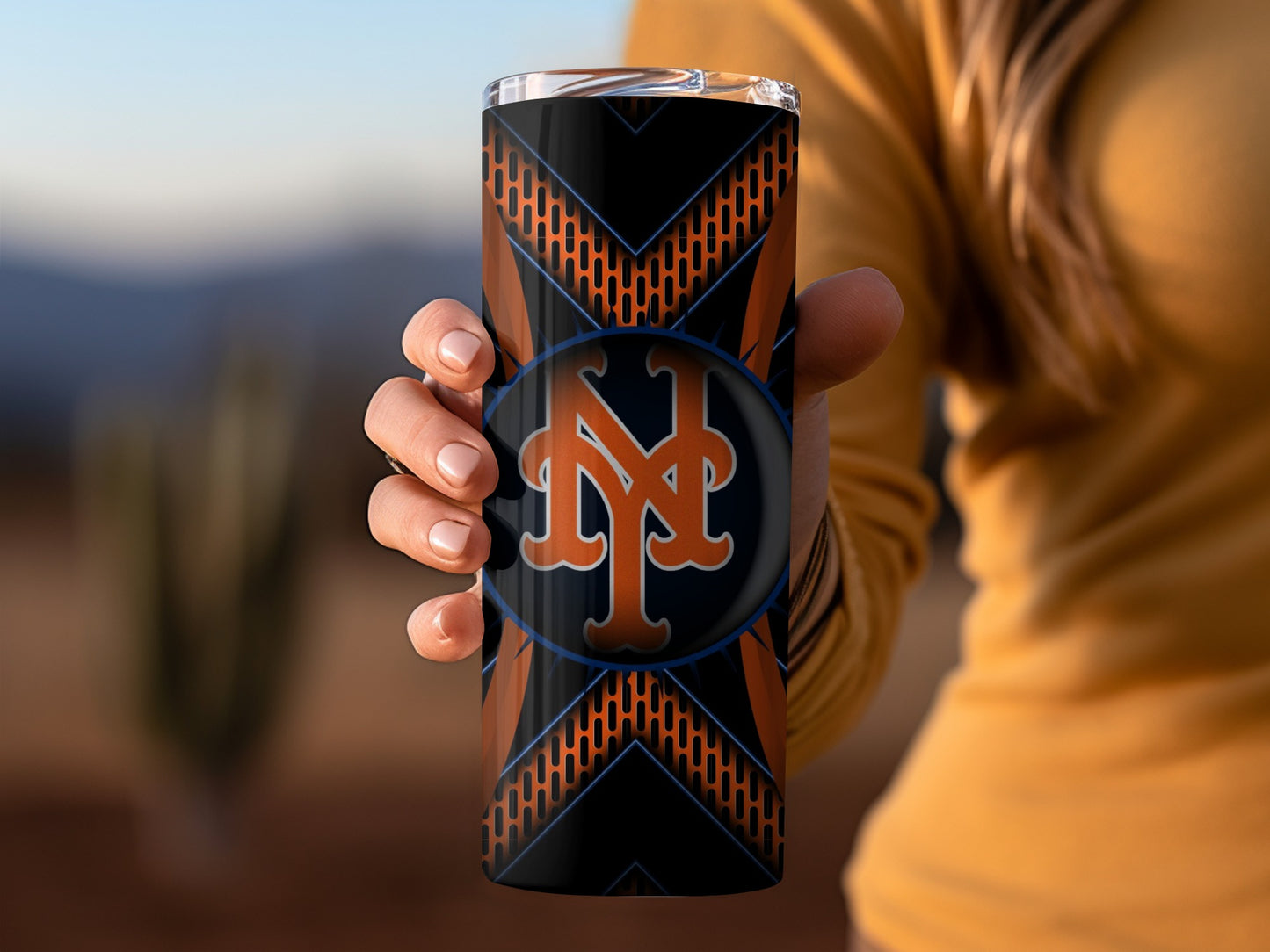 New York Mets Bold Logo with Geometric Pattern Tumblers