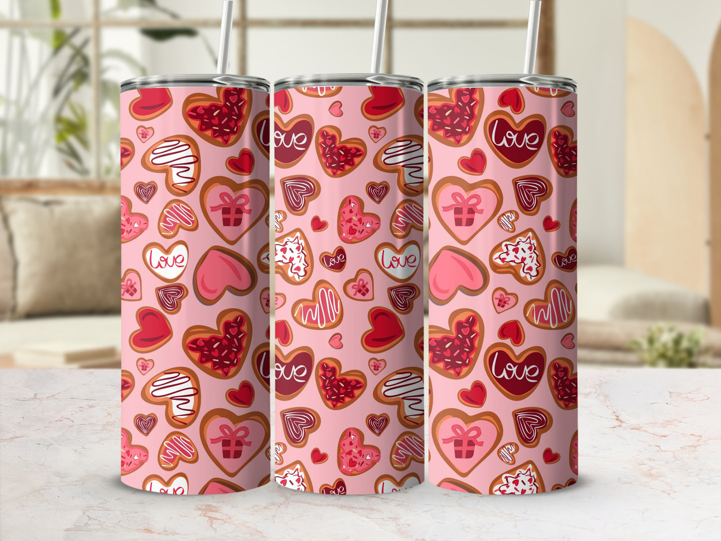 Valentine's Day Love and Heart Pattern Tumbler