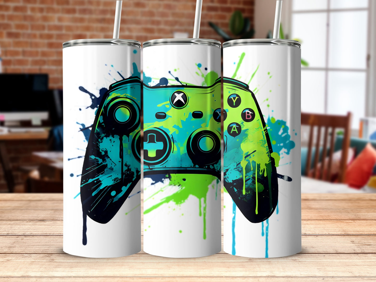 Colorful Gaming Controller Splash Art Design Tumbler
