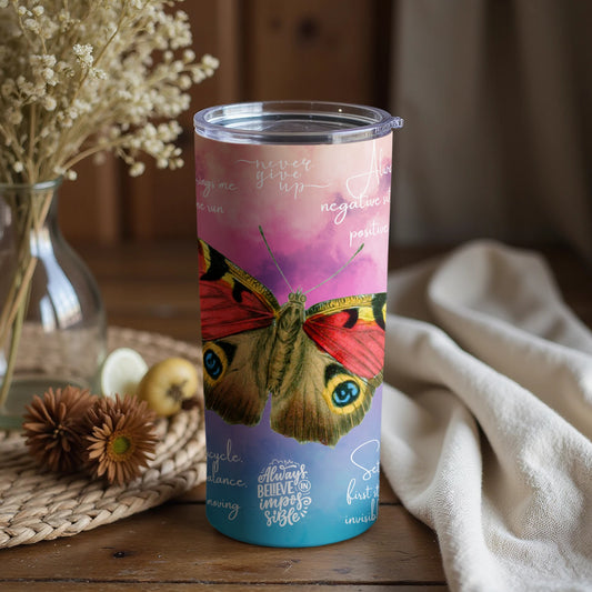 Motivational Butterfly Design 20oz Tumbler Cup