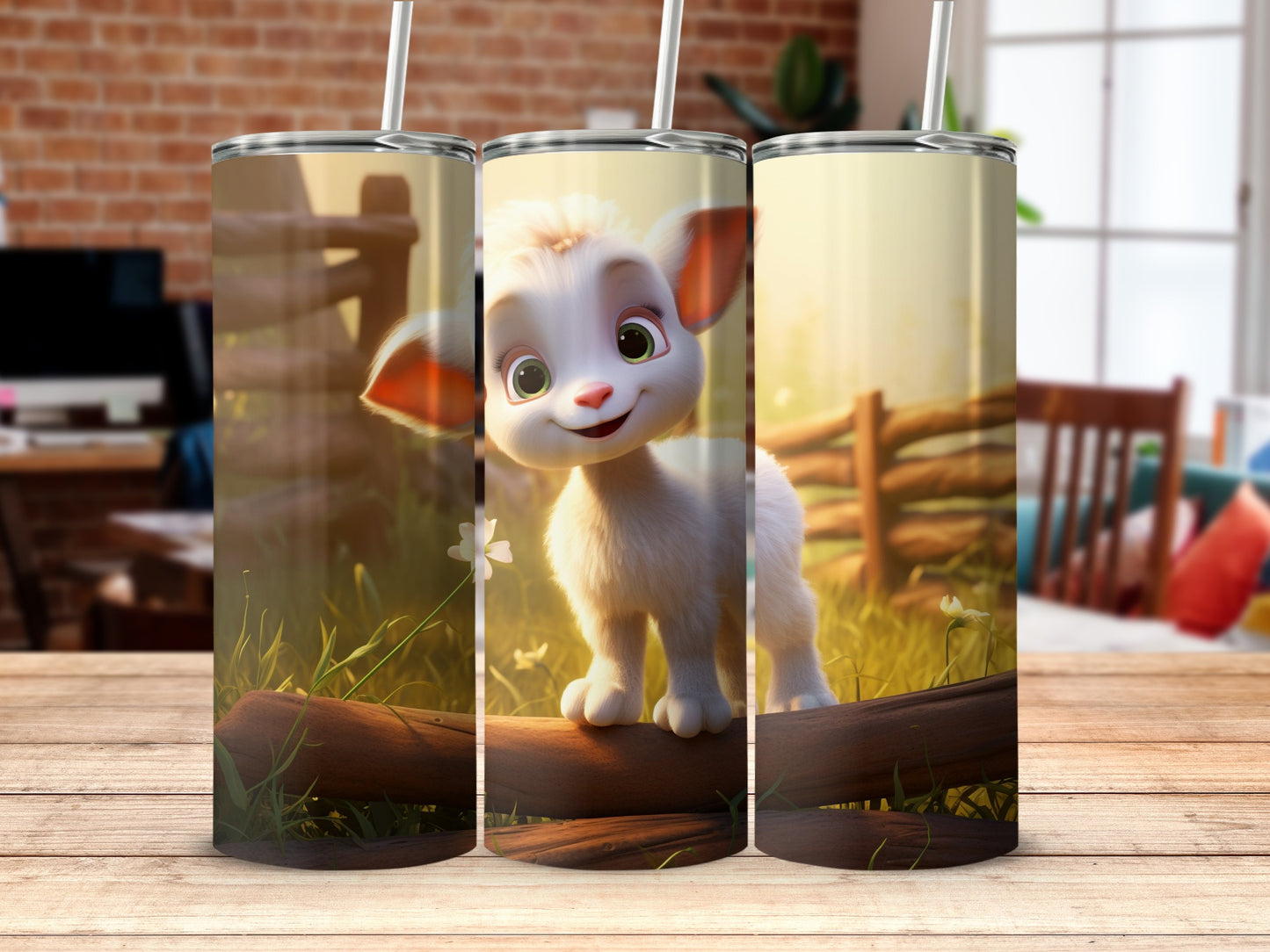 Cute Cartoon Lamb Printed Tumbler for Everyday Use